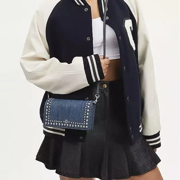 COACH Anna Foldover Clutch Crossbody with Rivets - Picture 2 of 15